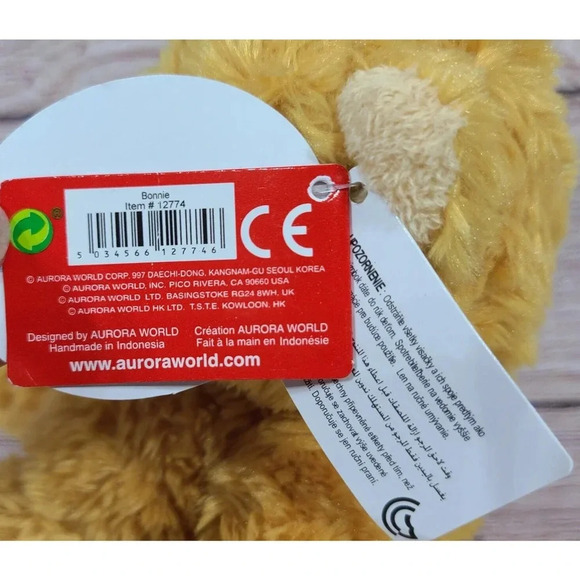 Aurora World Plush Bonnie Teddy Bear Stuffed Animal Toy Tan 9" #12774 - Picture 5 of 5